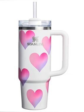 Stanley 30 oz White Frost Heart Gradient Pink Tumbler 30oz Valentines Day New